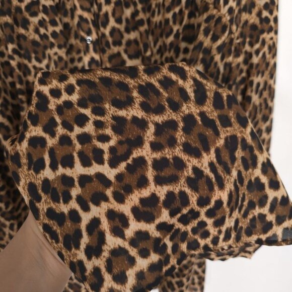 ZARA Flowy V-neck Leopard Oversized Top Shirt Mini‎ Dress LARGE 8355/237 BLOGGER - Picture 11 of 12